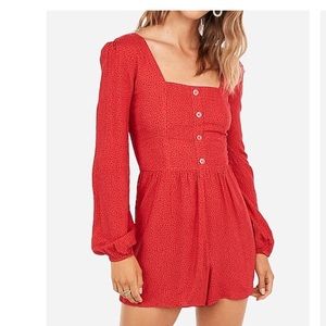 Express Dot Print Button Front Romper NWT